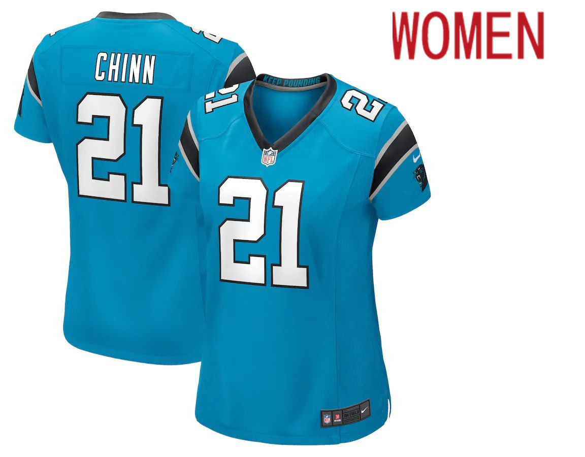 Women Carolina Panthers #21 Jeremy Chinn Nike Blue Player Game NFL Jersey->women nfl jersey->Women Jersey
